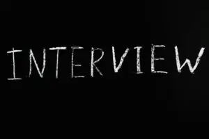 a word interview on black background
