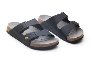 Pair of Birkenstock sandals showing the cork footbed