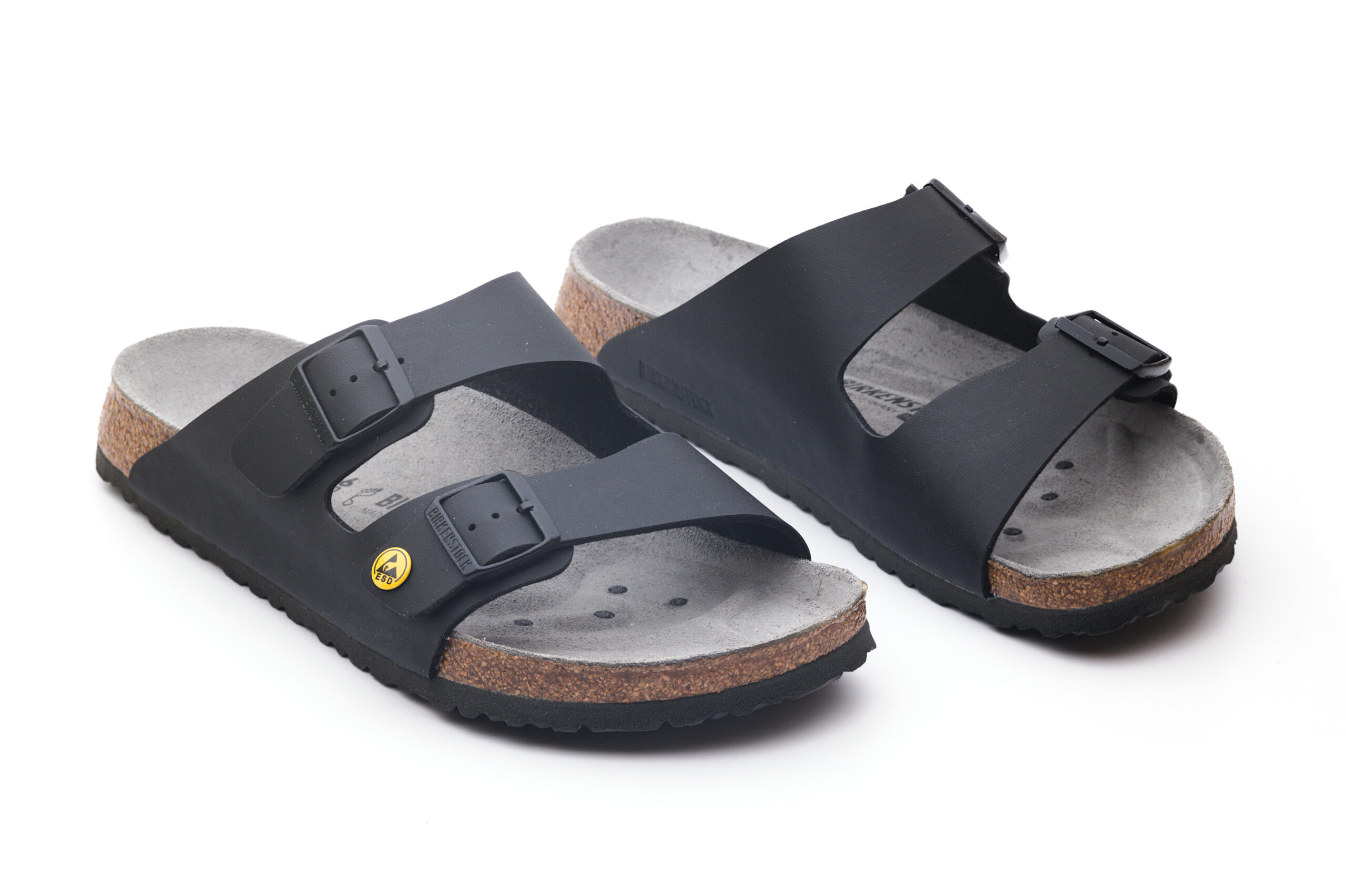 Pair of Birkenstock sandals showing the cork footbed