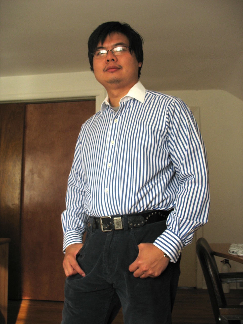 Blue and white striped shirt